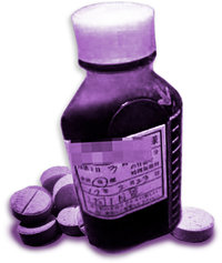 A bottle of codeine tablets—all opiates temporarily relieve pain but are highly addictive.